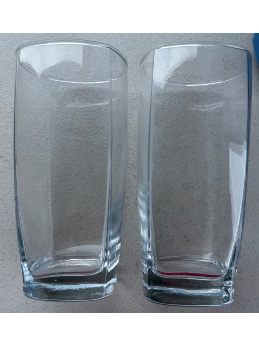 Set of 2 16 oz. Square-Shaped Highball Clear Drinking Glasses 6" Tall